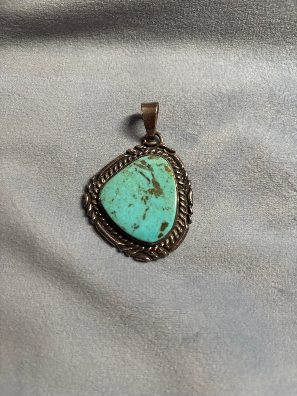 Running Bear Trading Company .980 Sterling Silver Navajo Turquoise Pendant